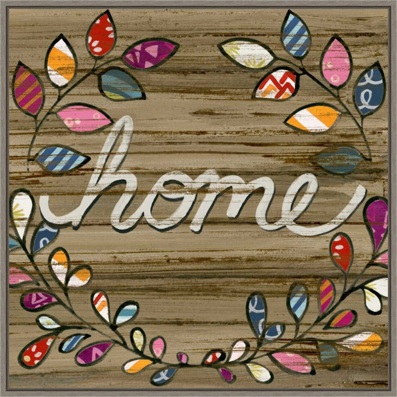 Love and Laughter IV by June Erica Vess 22-in. W x 22-in. H. Canvas Wall Art Print Framed in Grey